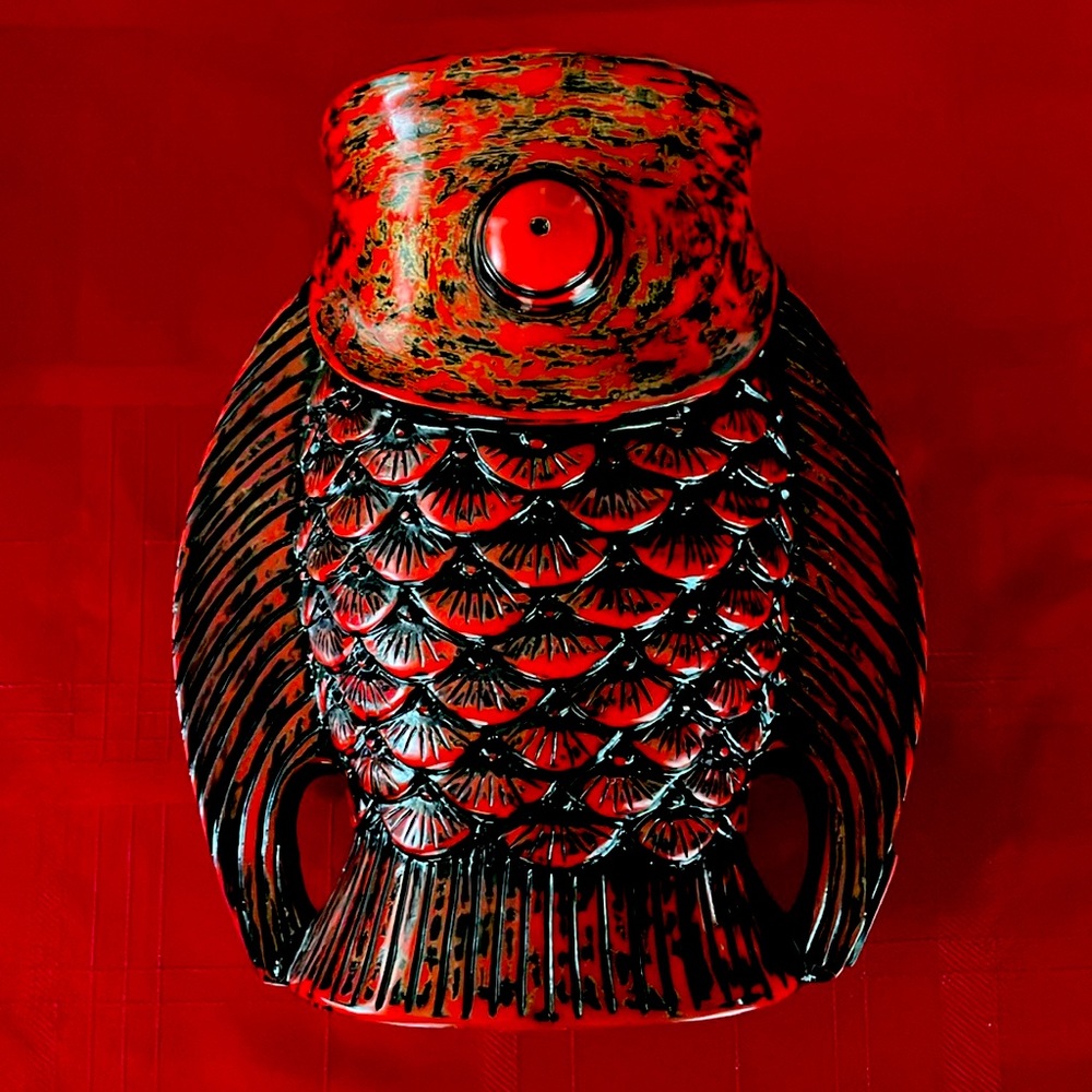 Vintage Asian Art Resin Koi Fish Candle holder.